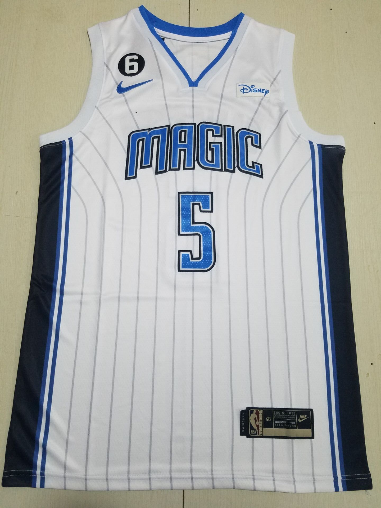 Men Orlando Magic 5 Banchero White Stripe 2022 Nike NBA Jersey